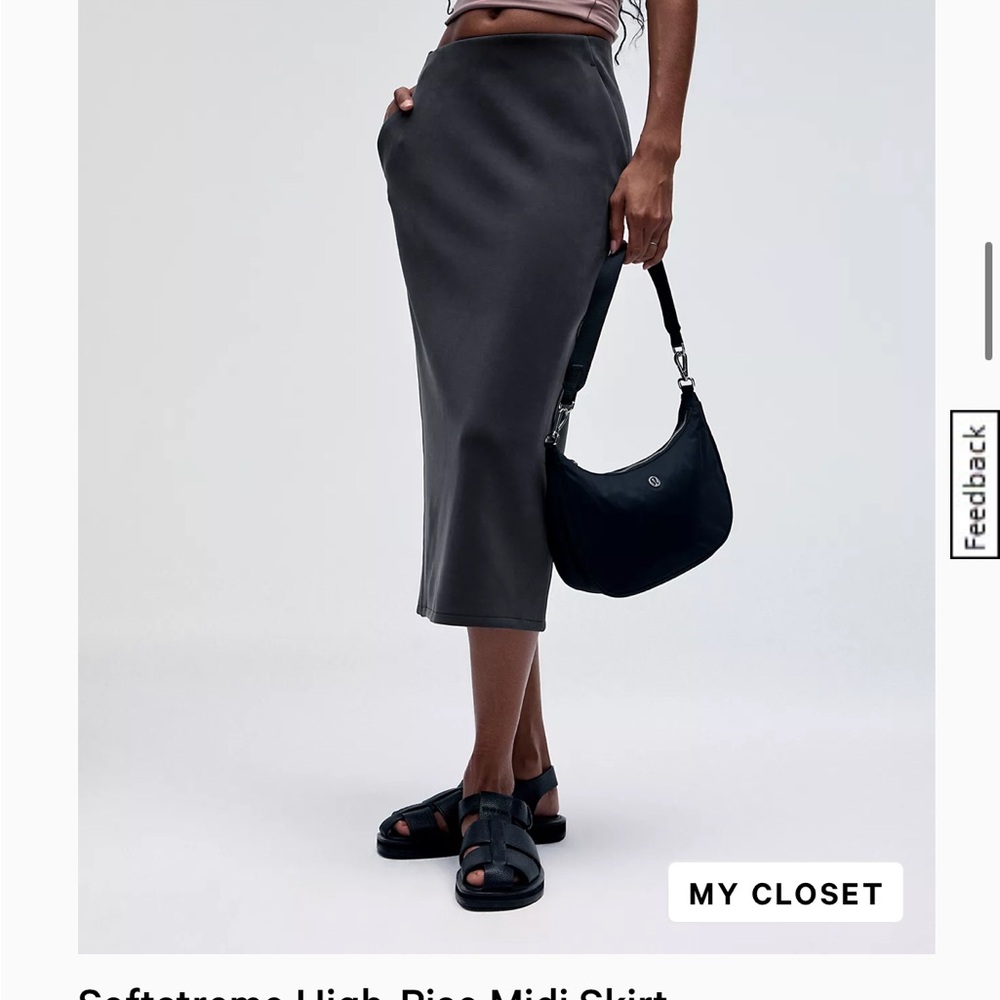 High-Rise Midi Skirt - Gray